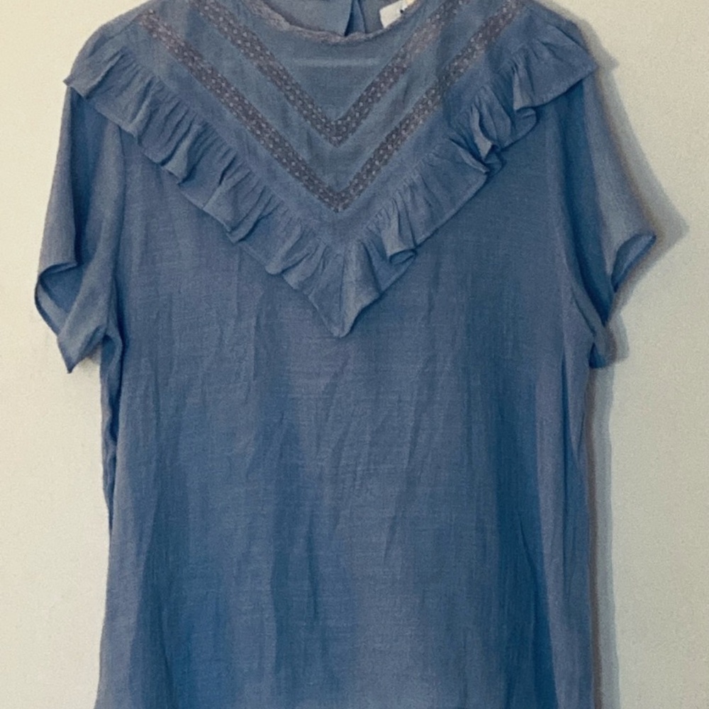Ruffle Top Blouse sz L